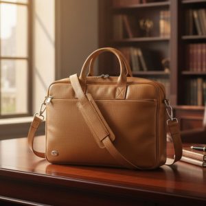 Lahore Laptop Bag – Tan/Silver